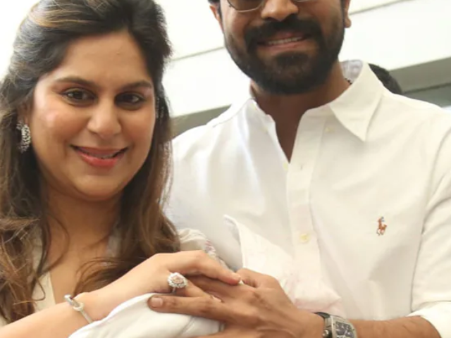 Ram Charan and Upasana Kamineni’s First Appearance with Their Baby!