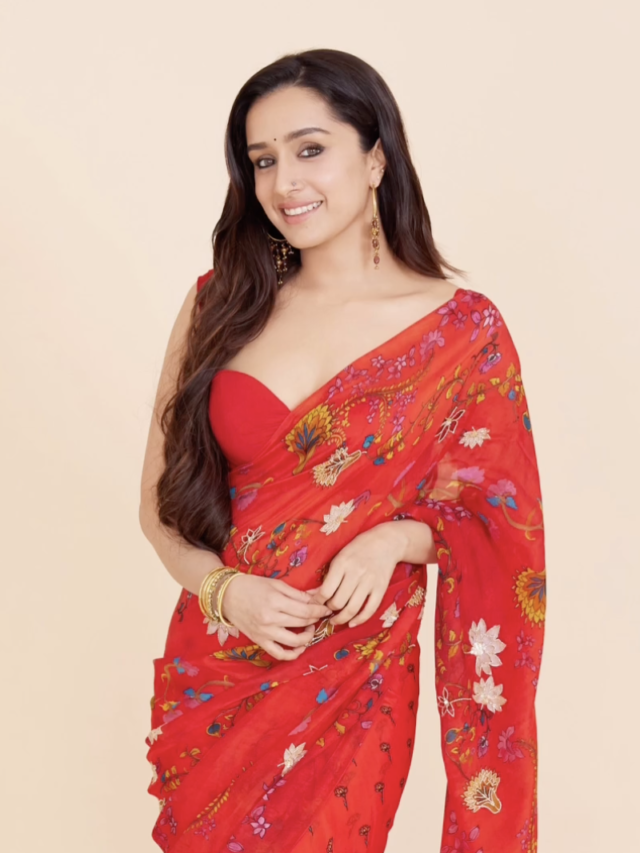 Shraddha Kapoor Wows In Red Floral Saree At Stree 2 Teaser Premiere!