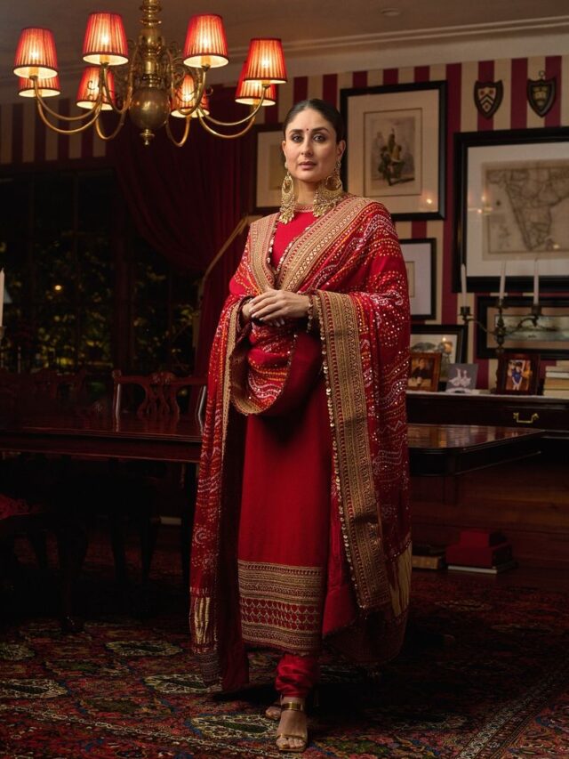 Kareena Kapoor Stuns in Red At Ambani’s Ganesh Chaturthi Celebrations