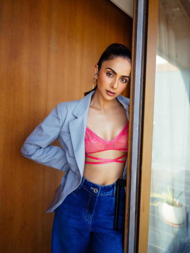 Rakul Preet Singh Slays In Pink Bralette And Blazer Look