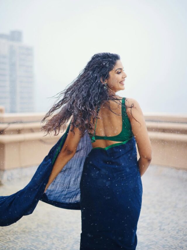 Pooja Sawant Embraces the Rain In A Bold Saree Shoot